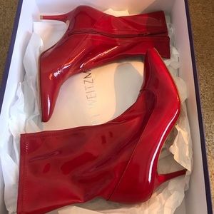Stuart Weitzman Clingy Red leather bootie